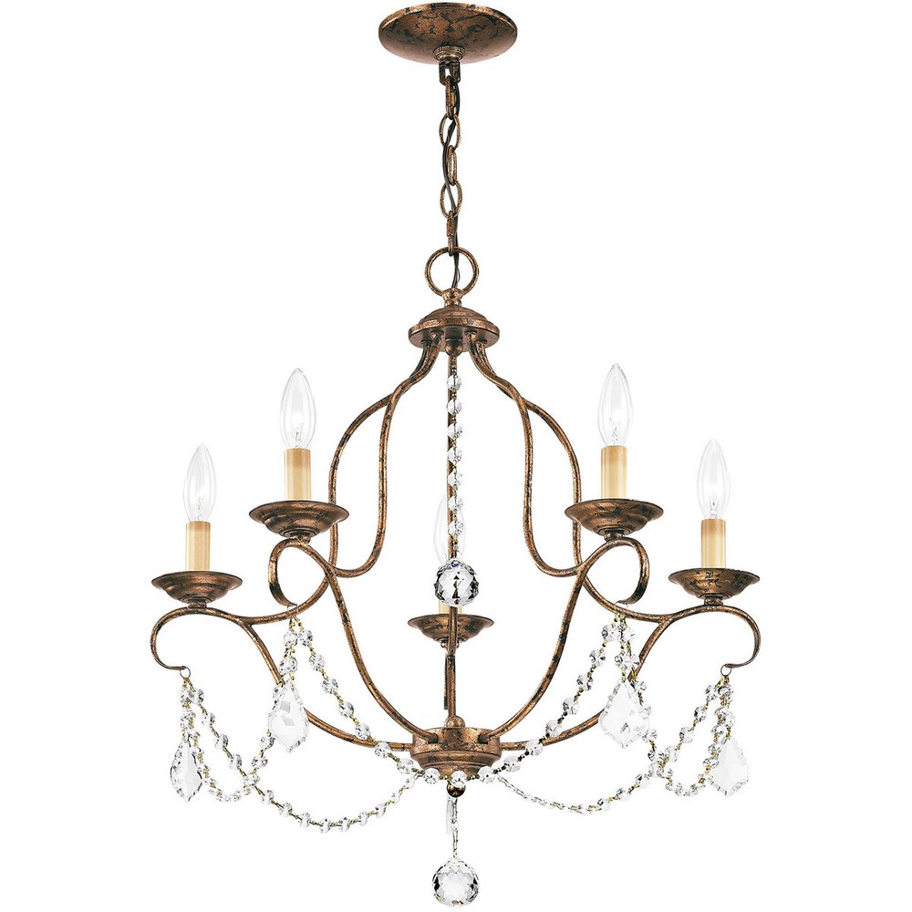 Bronze Five Light Metal Dimmable Chandelier With Shades HomeRoots