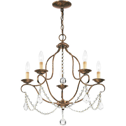 Bronze Five Light Metal Dimmable Chandelier With Shades HomeRoots