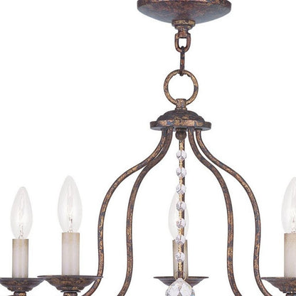 Bronze Five Light Metal Dimmable Chandelier With Shades HomeRoots
