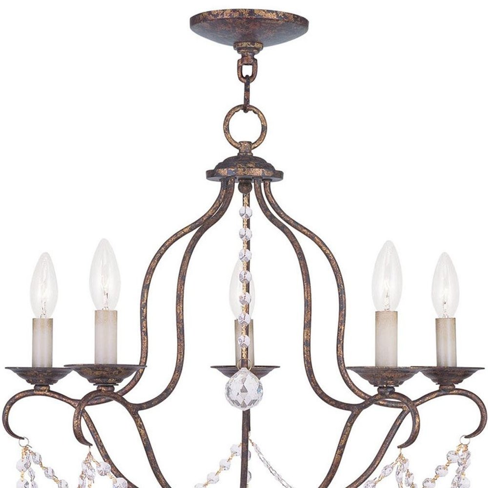 Bronze Five Light Metal Dimmable Chandelier With Shades HomeRoots