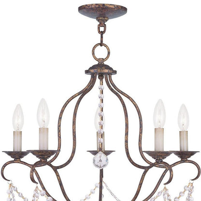 Bronze Five Light Metal Dimmable Chandelier With Shades HomeRoots