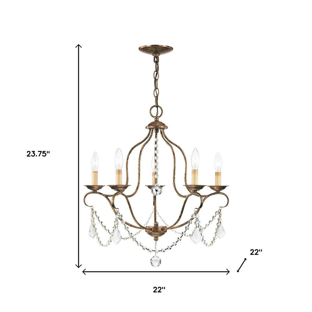 Bronze Five Light Metal Dimmable Chandelier With Shades HomeRoots