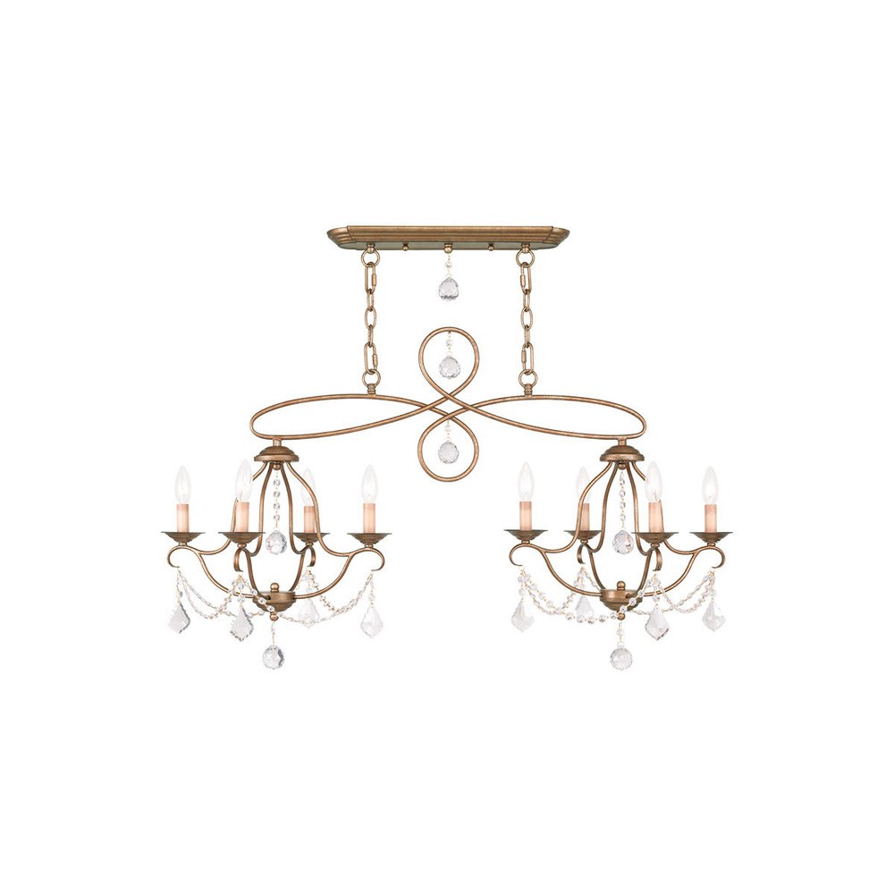 Gold Eight Light Metal Dimmable Chandelier With Shades HomeRoots
