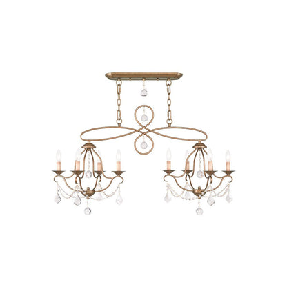 Gold Eight Light Metal Dimmable Chandelier With Shades HomeRoots