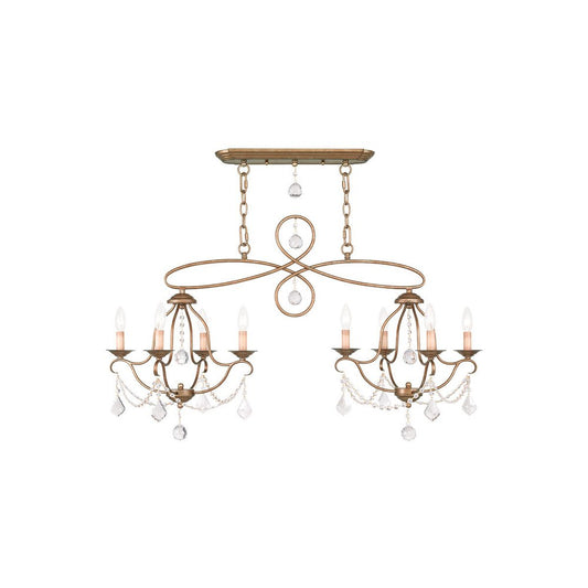 Gold Eight Light Metal Dimmable Chandelier With Shades HomeRoots