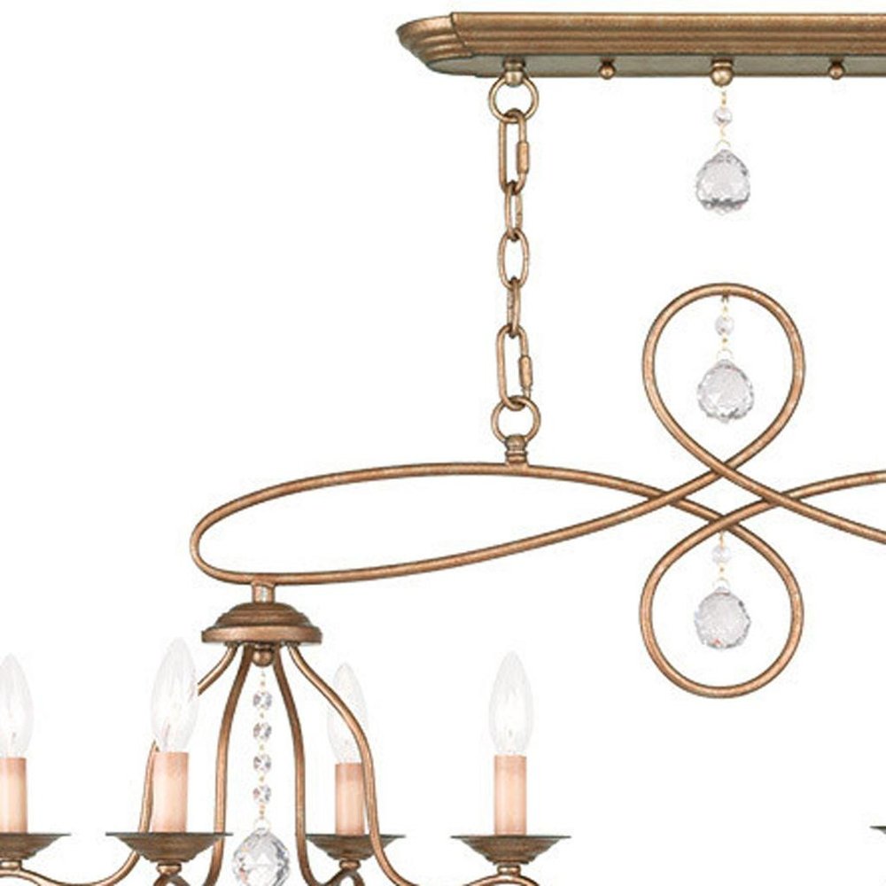 Gold Eight Light Metal Dimmable Chandelier With Shades HomeRoots