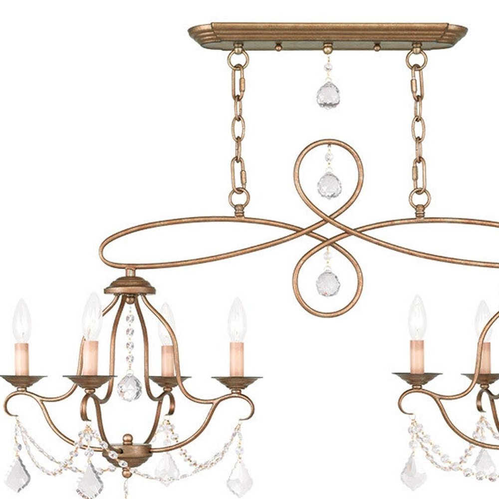 Gold Eight Light Metal Dimmable Chandelier With Shades HomeRoots