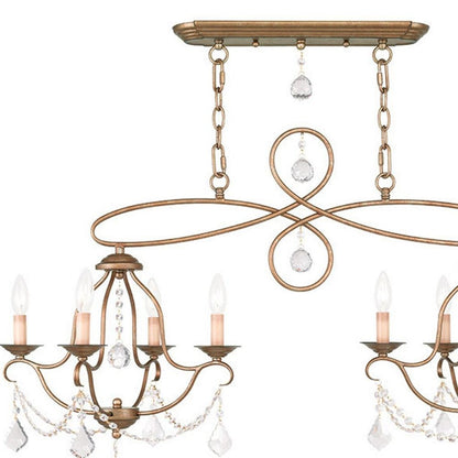 Gold Eight Light Metal Dimmable Chandelier With Shades HomeRoots