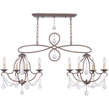 Bronze Eight Light Metal Dimmable Chandelier With Shades