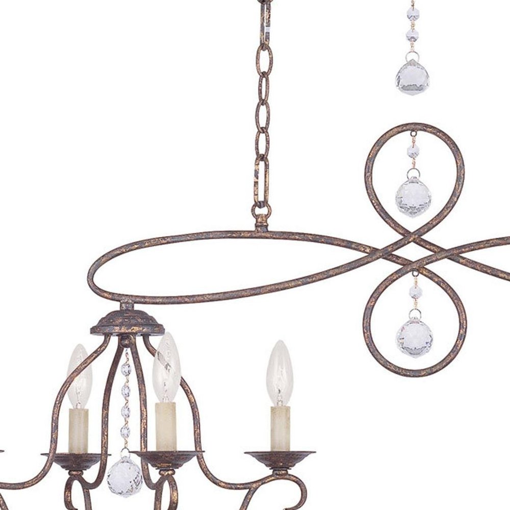Bronze Eight Light Metal Dimmable Chandelier With Shades