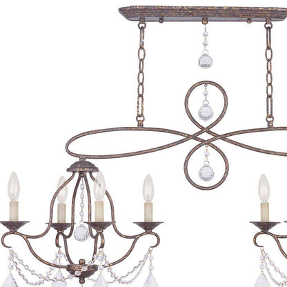 Bronze Eight Light Metal Dimmable Chandelier With Shades