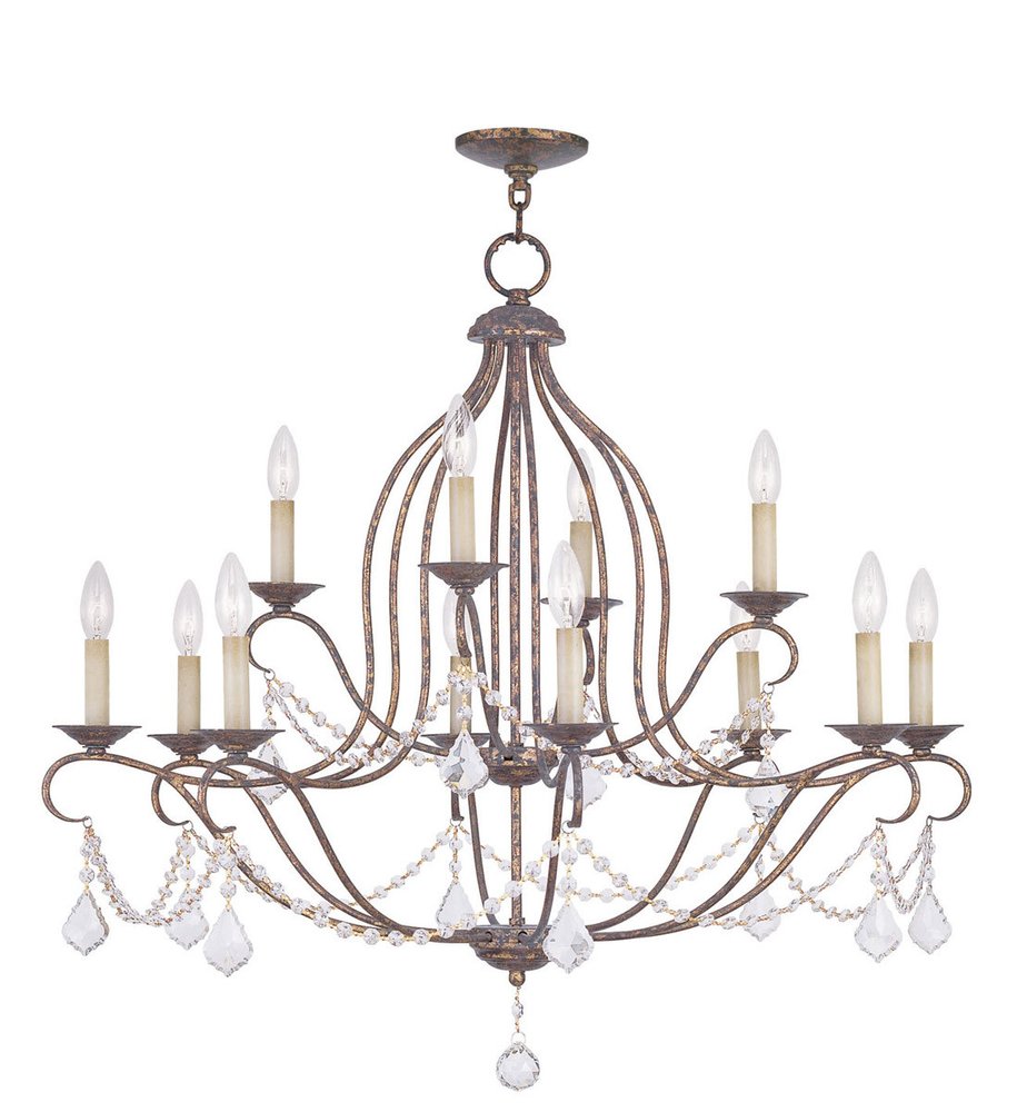 Bronze Twelve Light Metal Dimmable Chandelier With Shades HomeRoots