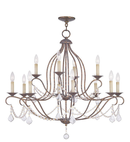 Bronze Twelve Light Metal Dimmable Chandelier With Shades HomeRoots