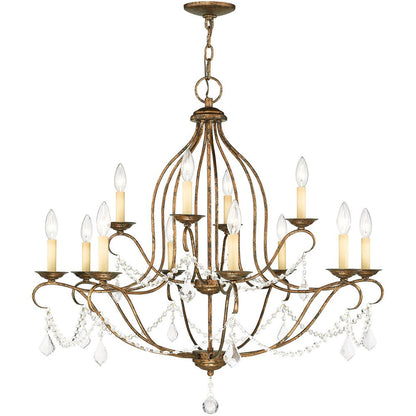 Bronze Twelve Light Metal Dimmable Chandelier With Shades HomeRoots