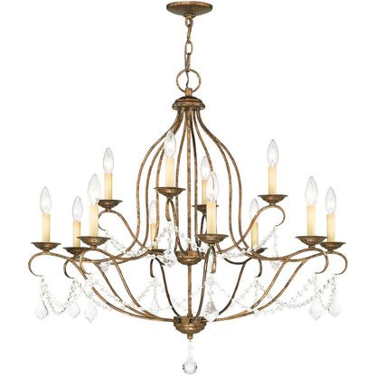 Bronze Twelve Light Metal Dimmable Chandelier With Shades HomeRoots