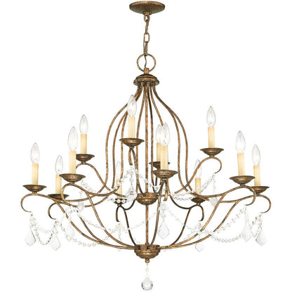 Bronze Twelve Light Metal Dimmable Chandelier With Shades HomeRoots
