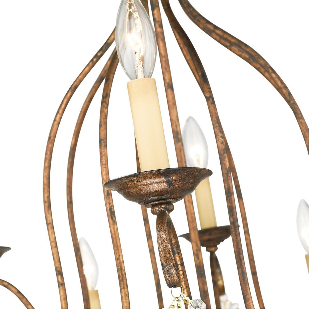 Bronze Twelve Light Metal Dimmable Chandelier With Shades HomeRoots