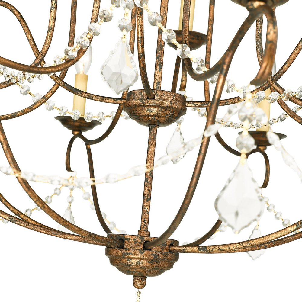 Bronze Twelve Light Metal Dimmable Chandelier With Shades HomeRoots