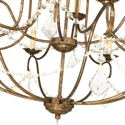 Bronze Twelve Light Metal Dimmable Chandelier With Shades HomeRoots