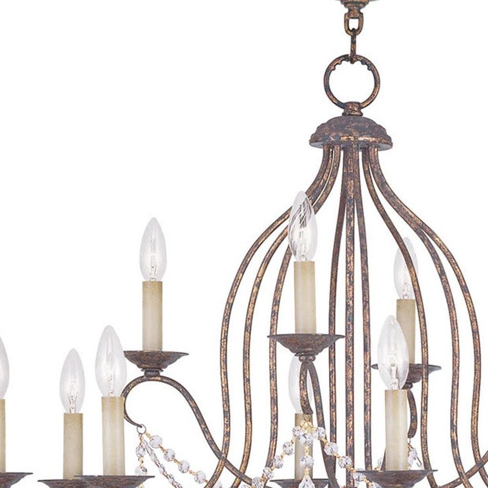 Bronze Twelve Light Metal Dimmable Chandelier With Shades HomeRoots