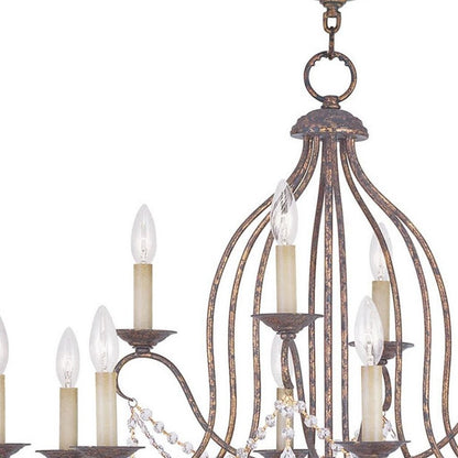 Bronze Twelve Light Metal Dimmable Chandelier With Shades HomeRoots