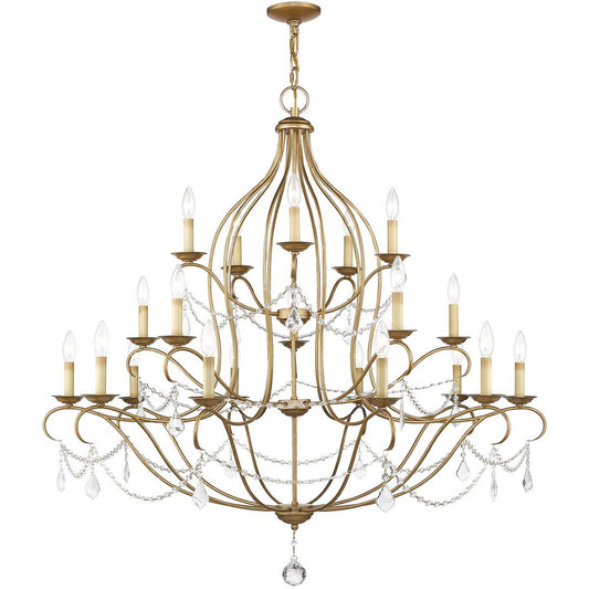 Antiqued Gold Twelve Light Metal Dimmable Chandelier With Shades HomeRoots