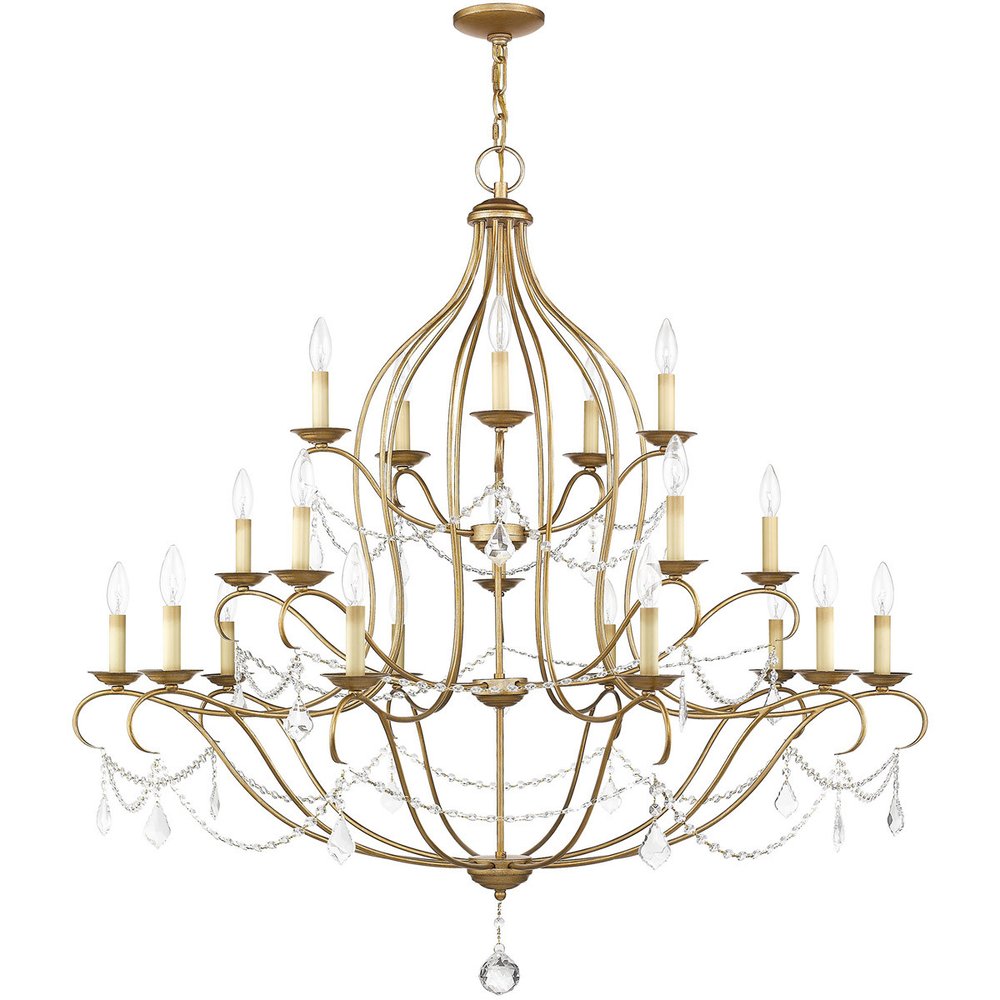 Antiqued Gold Twelve Light Metal Dimmable Chandelier With Shades HomeRoots
