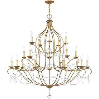 Antiqued Gold Twelve Light Metal Dimmable Chandelier With Shades HomeRoots