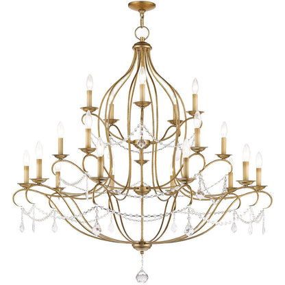 Antiqued Gold Twelve Light Metal Dimmable Chandelier With Shades HomeRoots