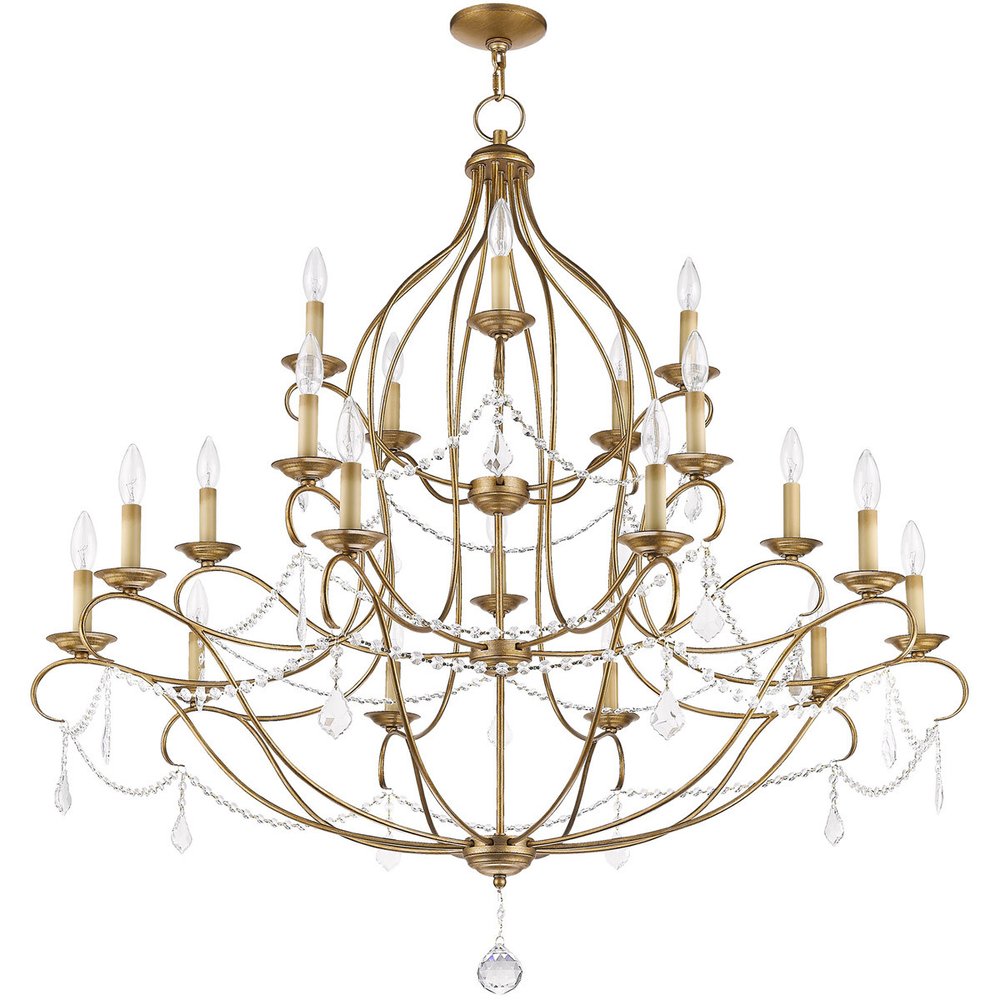 Antiqued Gold Twelve Light Metal Dimmable Chandelier With Shades HomeRoots