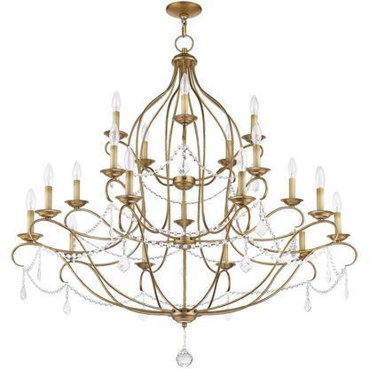 Antiqued Gold Twelve Light Metal Dimmable Chandelier With Shades HomeRoots