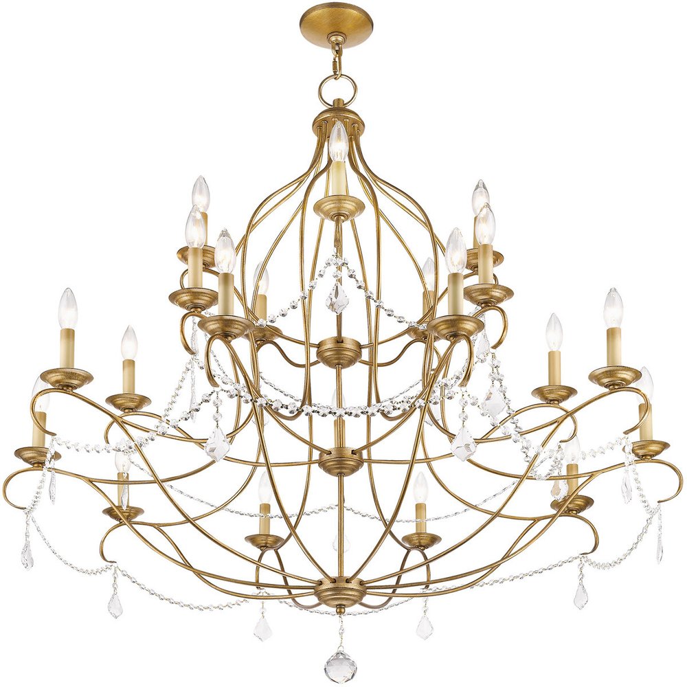 Antiqued Gold Twelve Light Metal Dimmable Chandelier With Shades HomeRoots