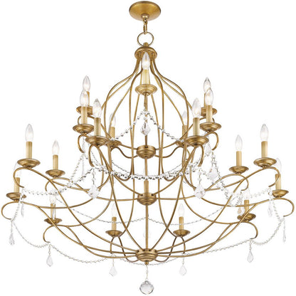 Antiqued Gold Twelve Light Metal Dimmable Chandelier With Shades HomeRoots