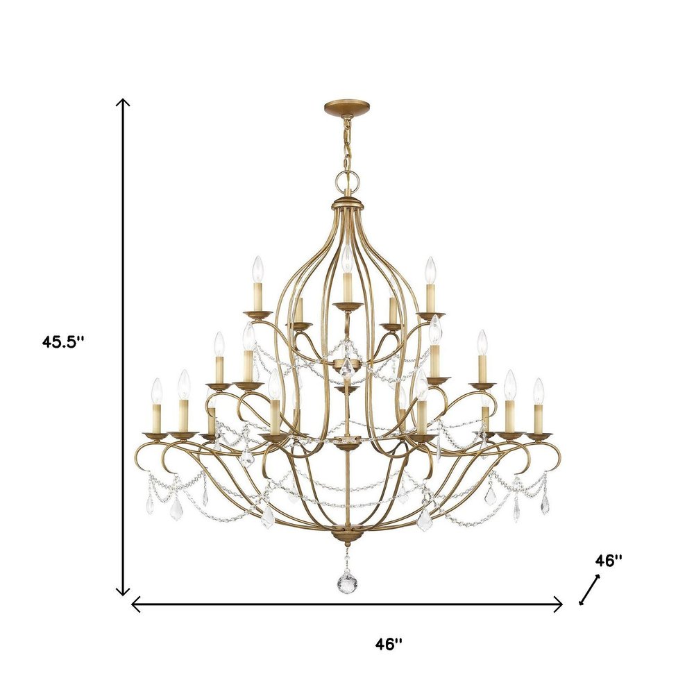 Antiqued Gold Twelve Light Metal Dimmable Chandelier With Shades HomeRoots