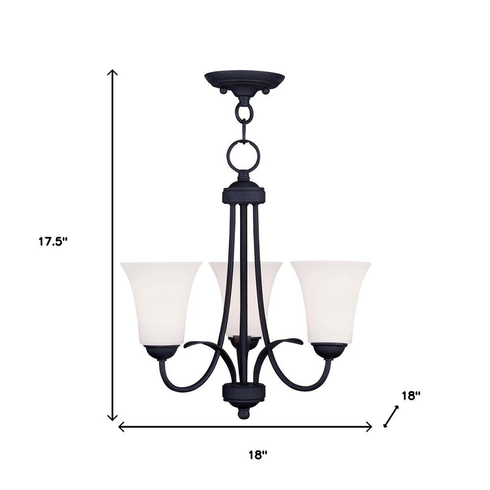 Black Three Light Metal Dimmable Chandelier With Shades HomeRoots