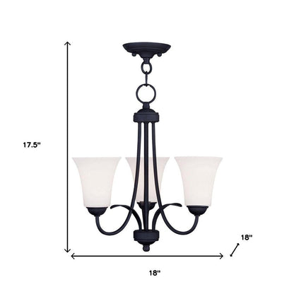 Black Three Light Metal Dimmable Chandelier With Shades HomeRoots