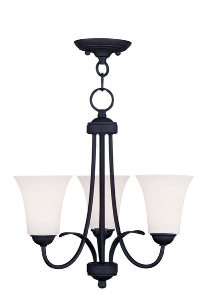 Black Three Light Metal Dimmable Chandelier With Shades HomeRoots
