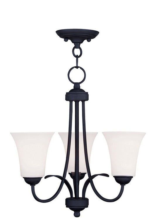 Black Three Light Metal Dimmable Chandelier With Shades HomeRoots