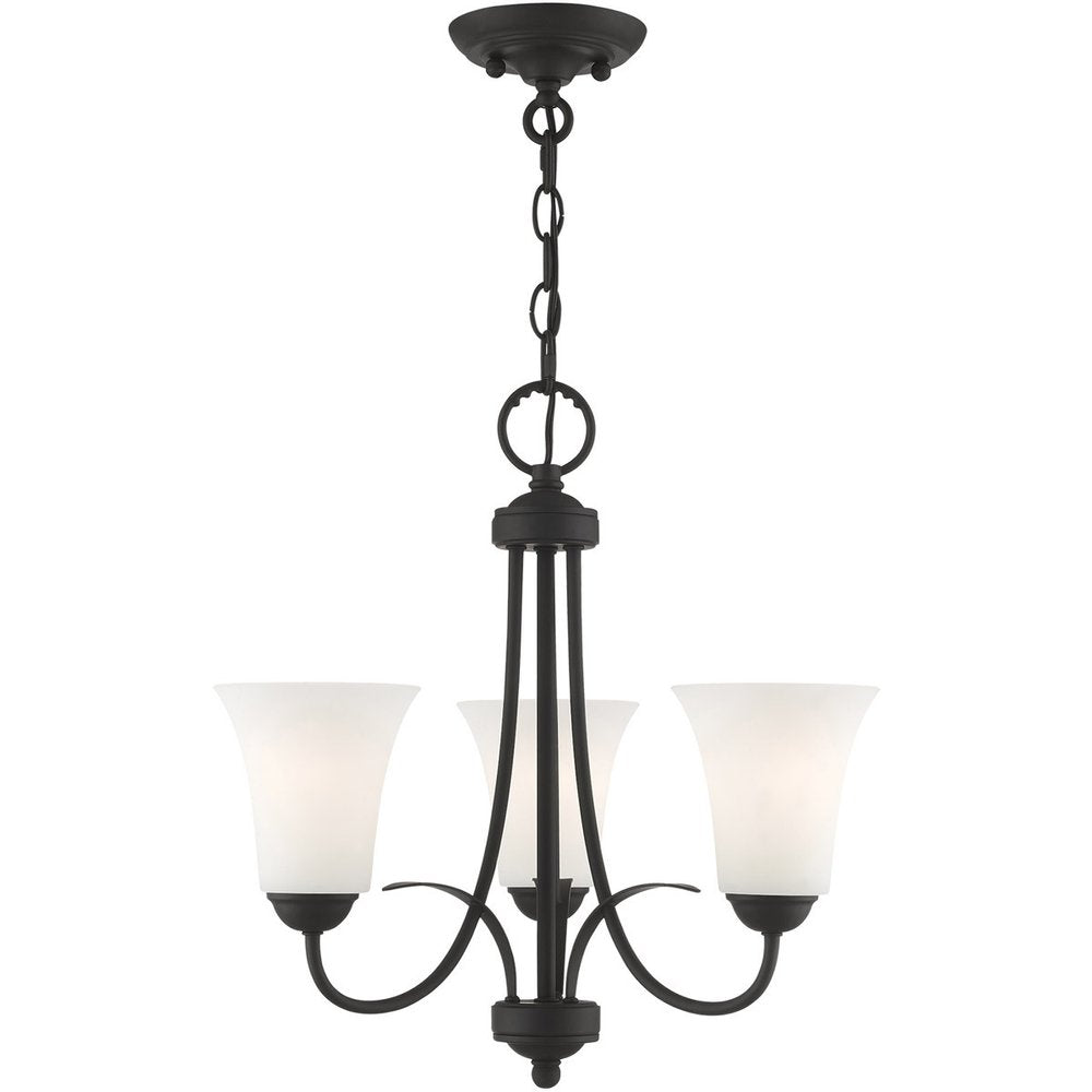 Black Three Light Metal Dimmable Chandelier With Shades HomeRoots