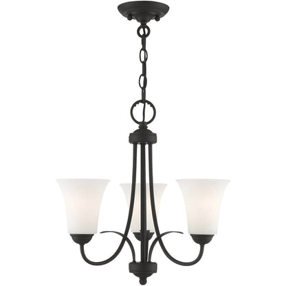Black Three Light Metal Dimmable Chandelier With Shades HomeRoots