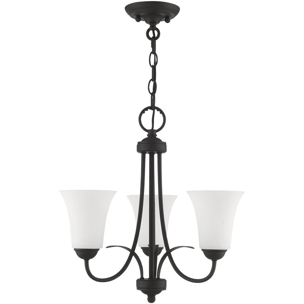 Black Three Light Metal Dimmable Chandelier With Shades HomeRoots