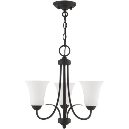 Black Three Light Metal Dimmable Chandelier With Shades HomeRoots