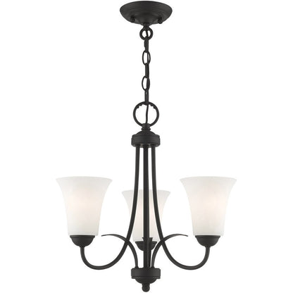 Black Three Light Metal Dimmable Chandelier With Shades HomeRoots