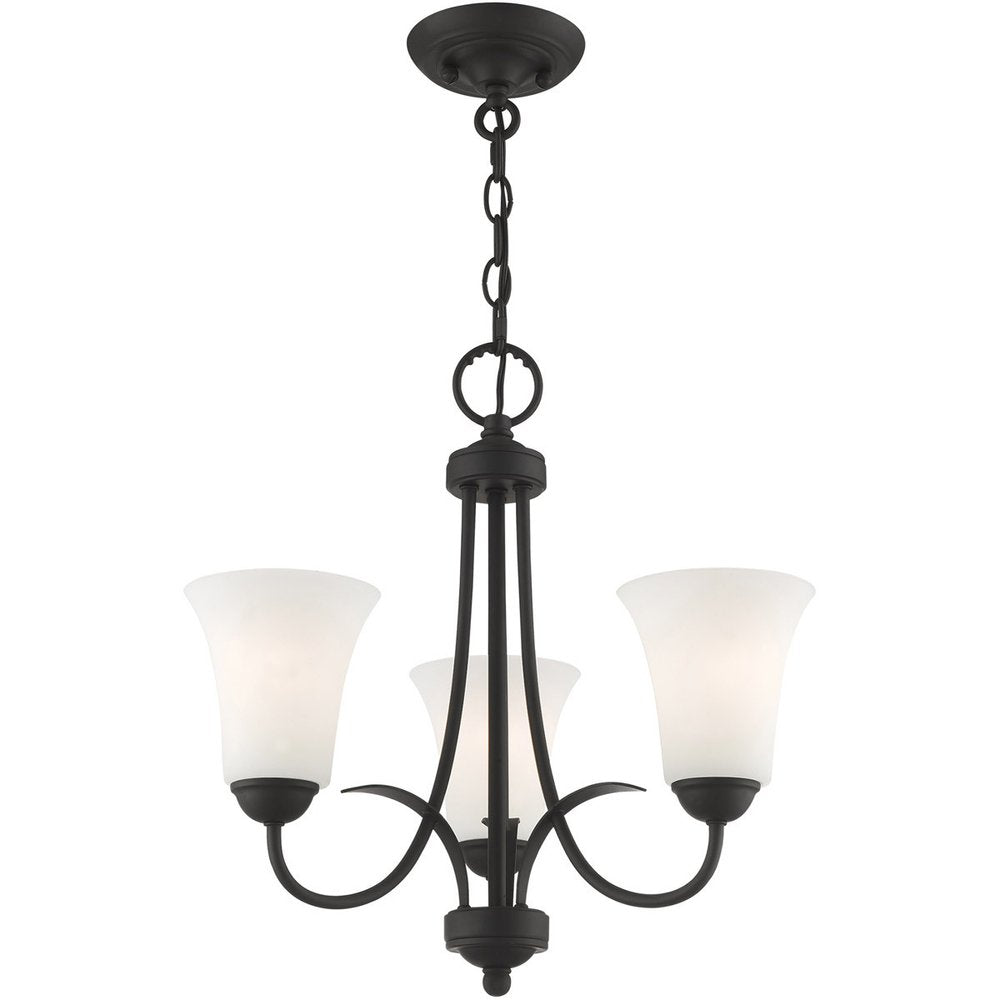 Black Three Light Metal Dimmable Chandelier With Shades HomeRoots