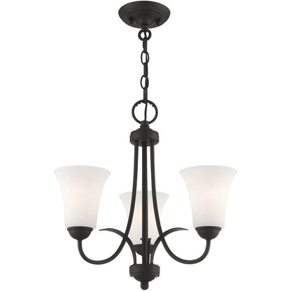 Black Three Light Metal Dimmable Chandelier With Shades HomeRoots