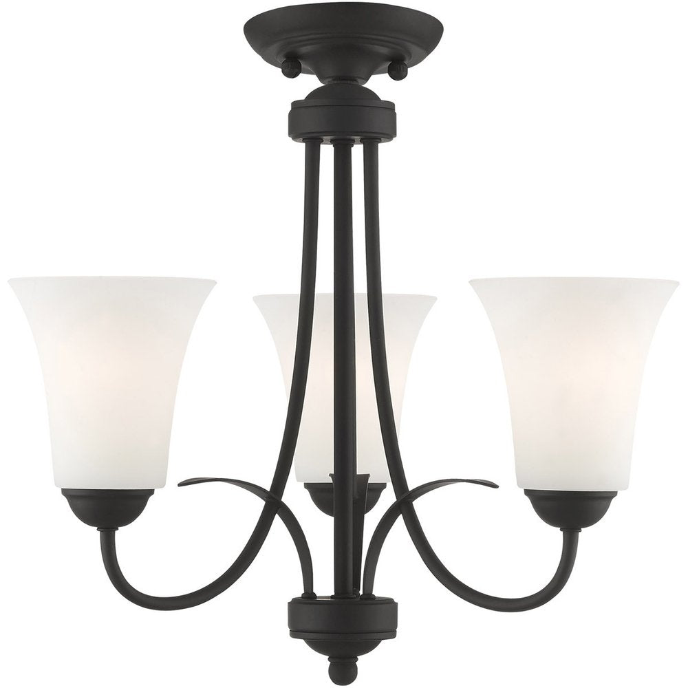 Black Three Light Metal Dimmable Chandelier With Shades HomeRoots