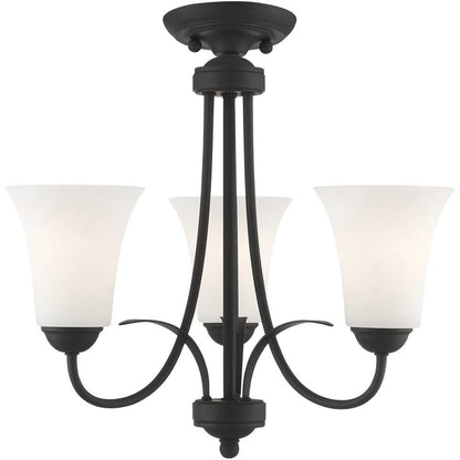Black Three Light Metal Dimmable Chandelier With Shades HomeRoots