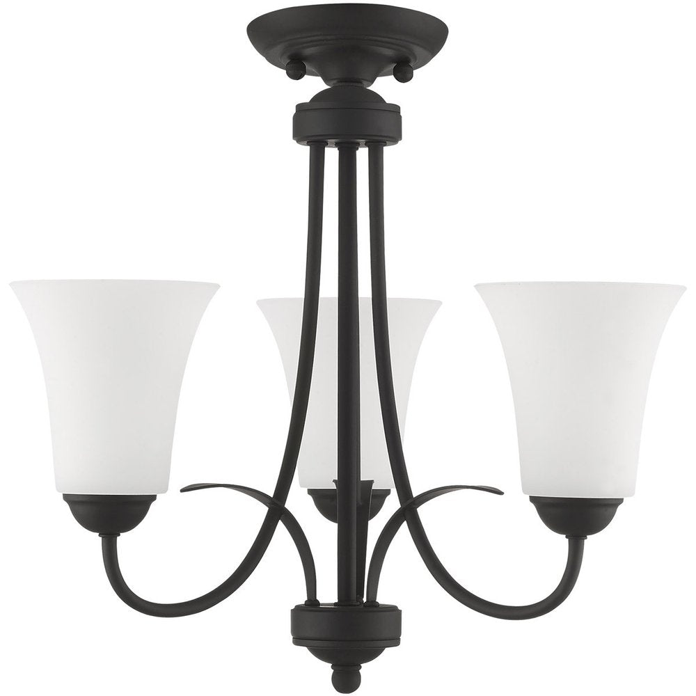 Black Three Light Metal Dimmable Chandelier With Shades HomeRoots