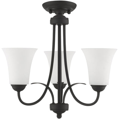 Black Three Light Metal Dimmable Chandelier With Shades HomeRoots