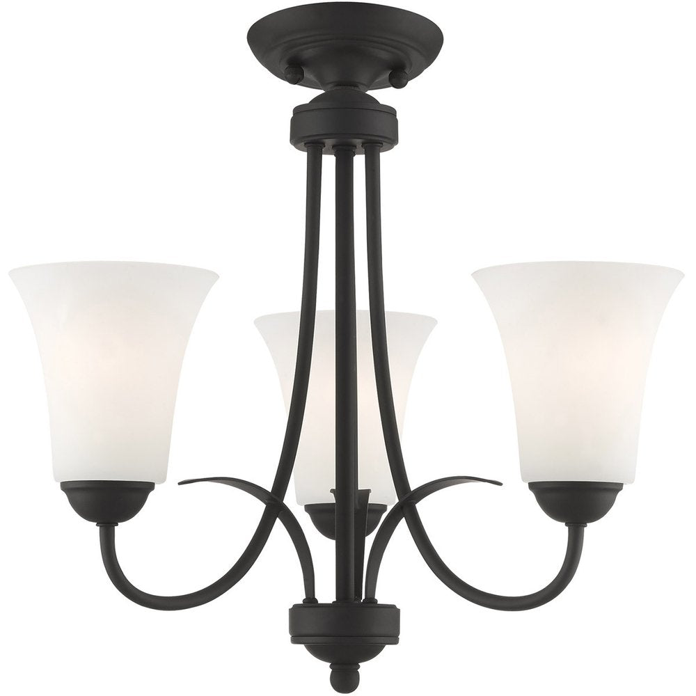 Black Three Light Metal Dimmable Chandelier With Shades HomeRoots
